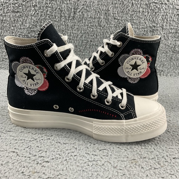Converse Shoes 10 Chuck Taylor Lift Hi Crafted Patchwork All Star Flower‎ Patch - Picture 10 of 16